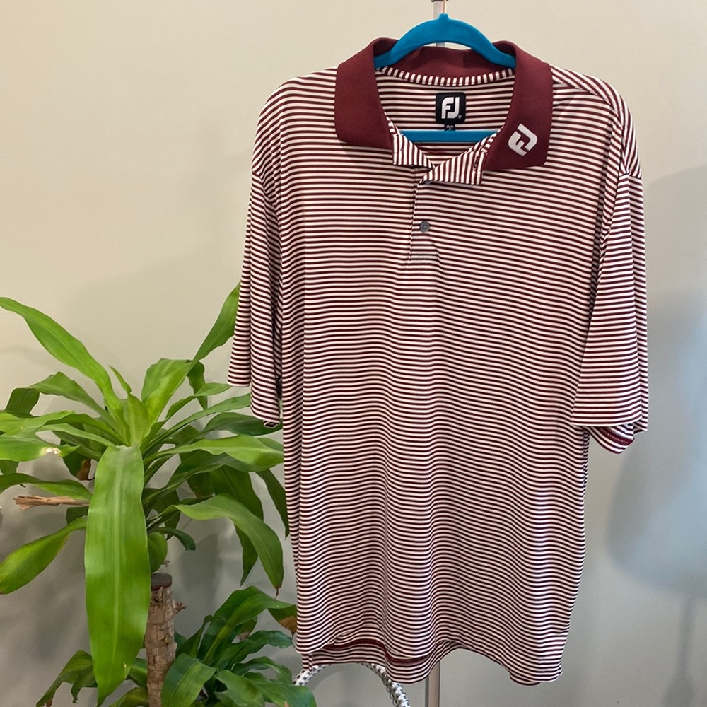 FootJoy Maroon Striped Golf Polo Shirt